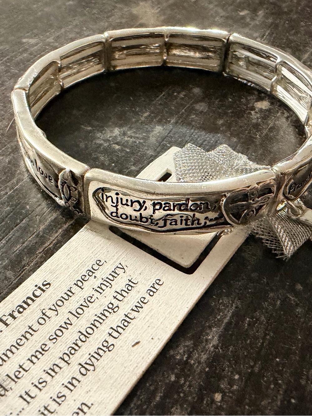 Silver Prayer of Saint Francis Lord make me an instrument Religious Bracelet